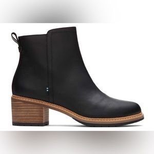 TOMS Marina Black Leather Heeled Boot